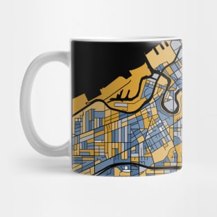 Cleveland Map Pattern in Blue & Gold Mug